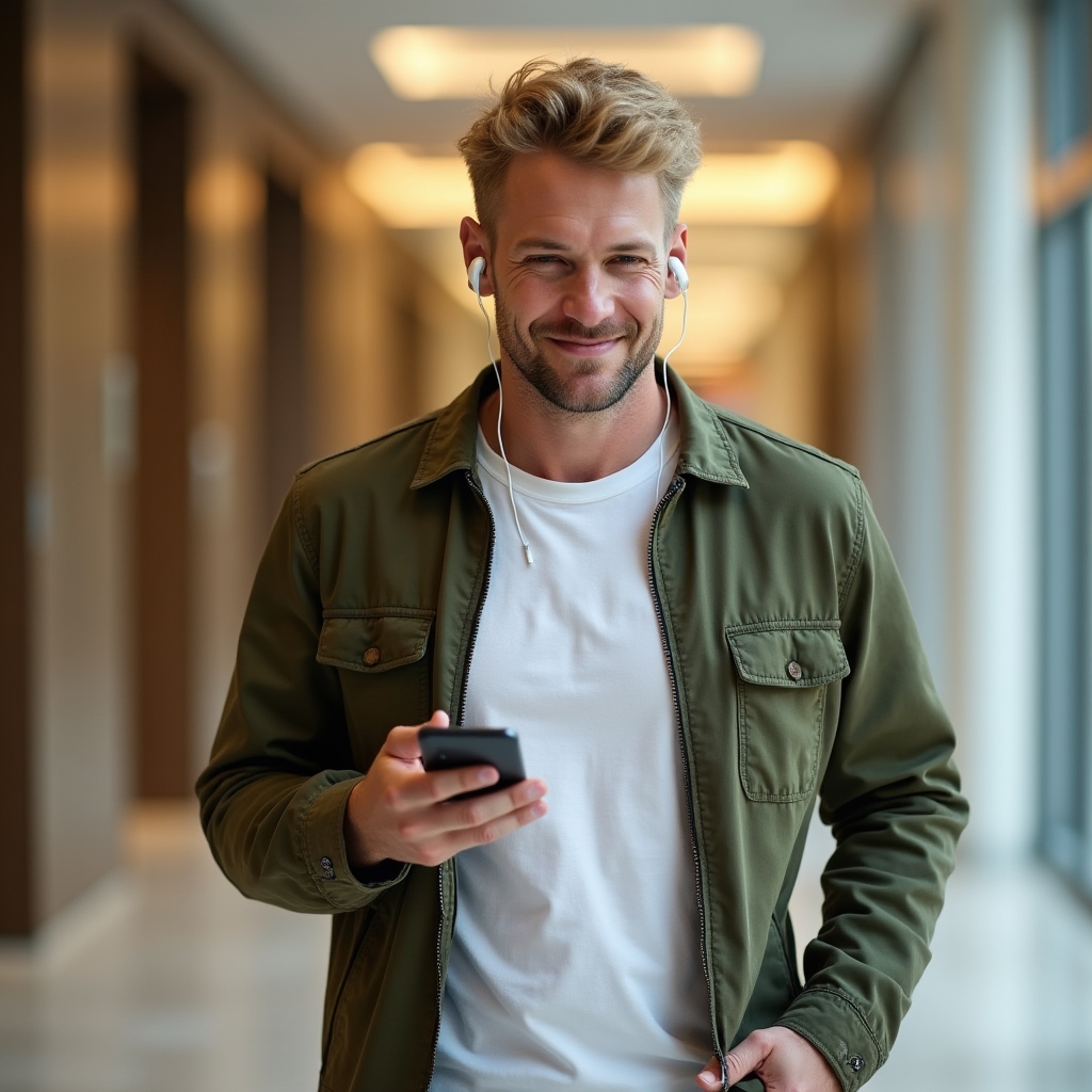 Živnostník počúva podcast o financiách na mobile